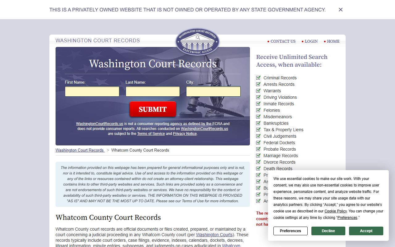 Step-by-step procedures for requesting Whatcom County court documents