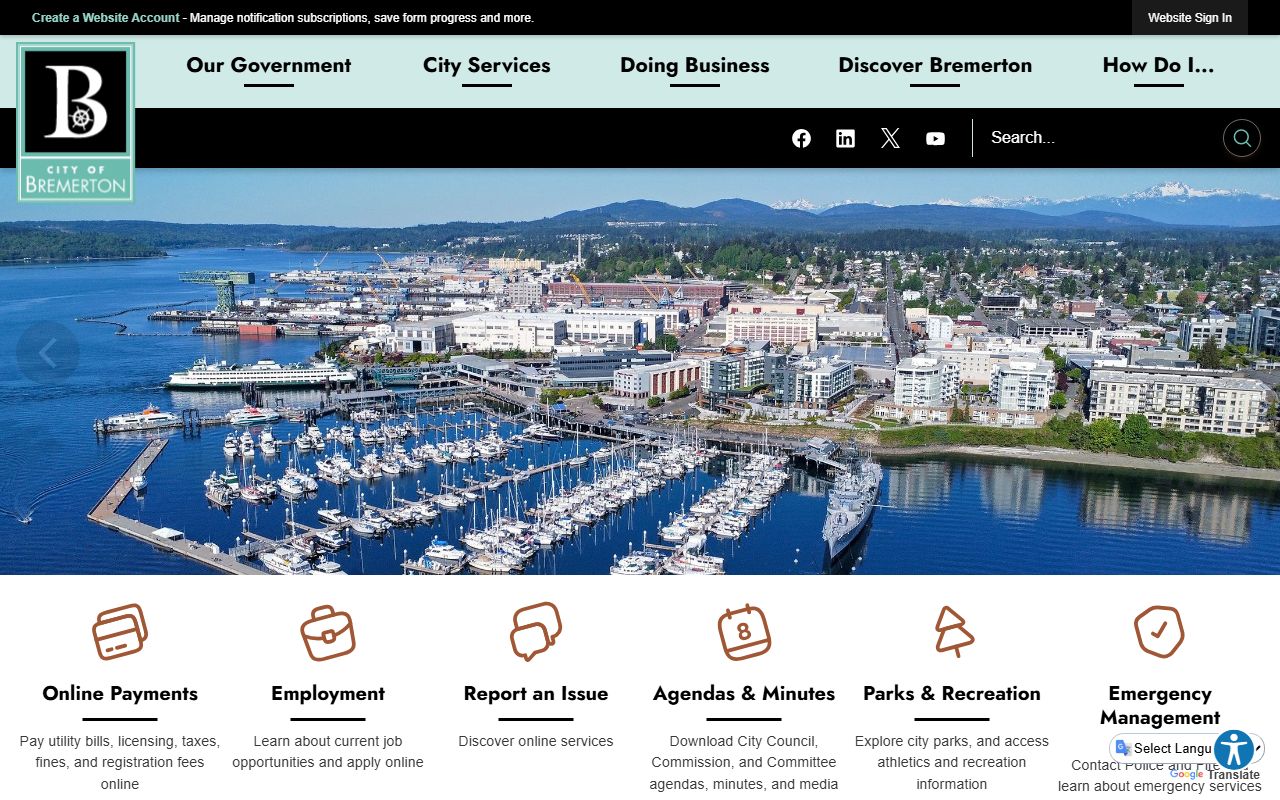 Bremerton Municipal Court website from bremertonwa.gov