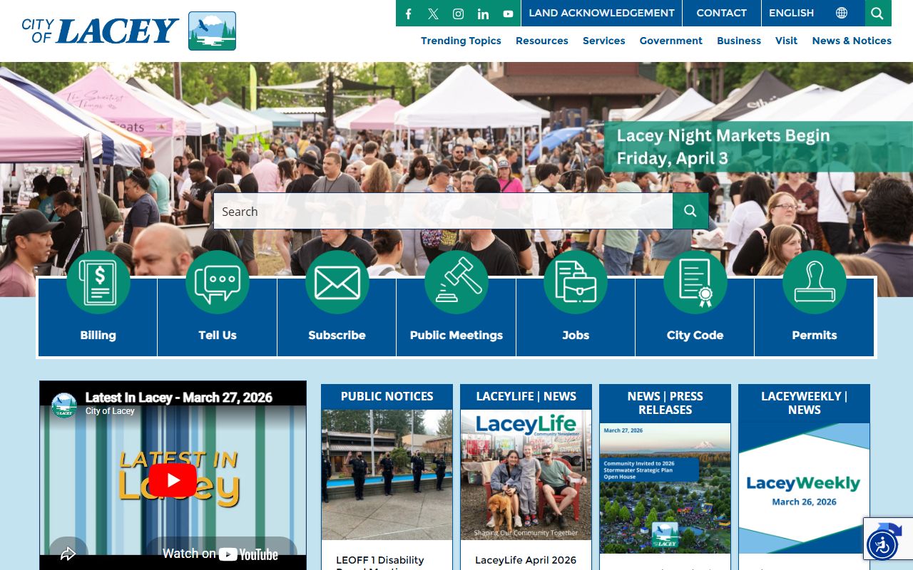 Lacey Municipal Court website screenshot