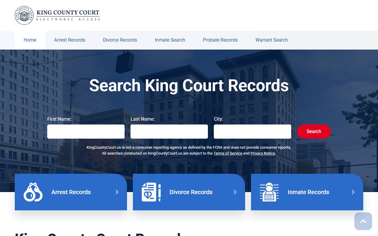 King County Superior Court records access portal for bankruptcy research in King County