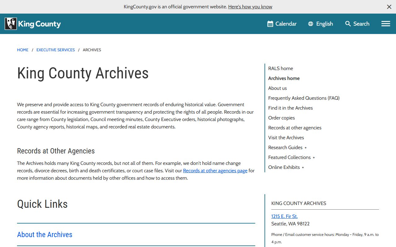 King County Archives in Seattle, holding historical records relevant to bankruptcy research in King County