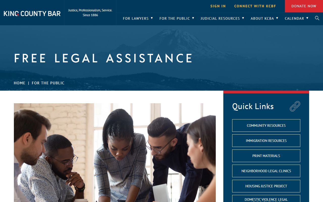 King County Bar Association free legal assistance for bankruptcy cases in King County